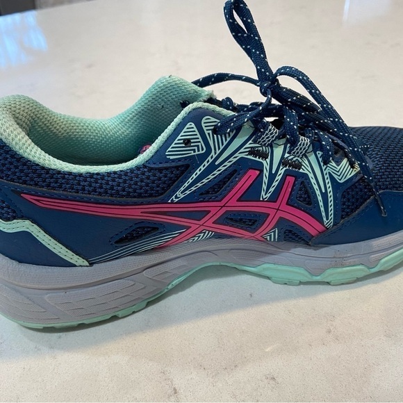 ASICS Womens Gel Venture 8 Mako Blue Pink Glo Trail Running Sneakers Sz 6.5 - Picture 2 of 11